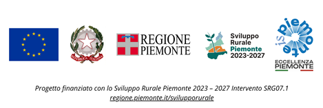 Loghi istituzionali: Unione Europea, Repubblica Italiana, Regione Piemonte, Sviluppo Rurale Piemonte 2023–2027, Eccellenza Piemonte